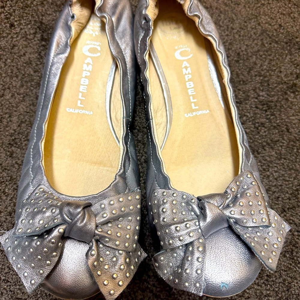 Jeffery Campbell Bronze Studded Bow Flats